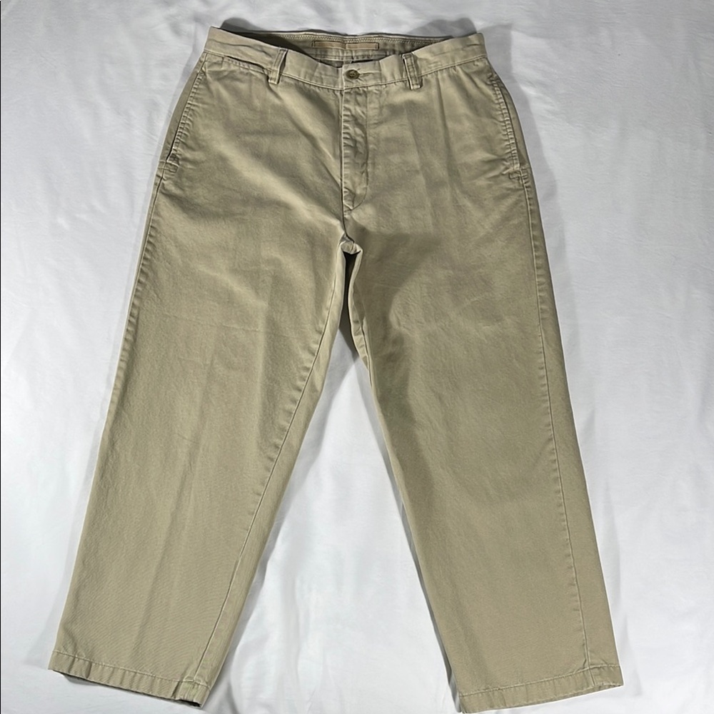 Nautica mens khaki Clipper Relax Fit rugged flat front chino pants - size 34x28
